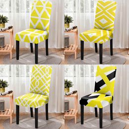 Chair Covers Yellow Simple Graphic Print Home Decor Cover Removable Anti-dirty Dustproof Stretch Chairs For Bedroom