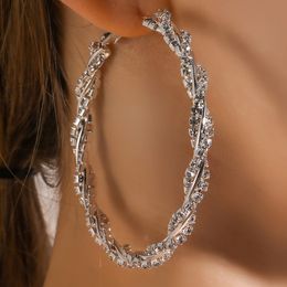 Festive Versatile Exaggerated Round Rhinestone Large Ring Earrings Sexy Super Shiny Full Circle Earrings Women's Accessories
