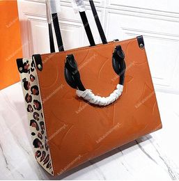 Fashion 2 Size onthego M44925 Леопардовые сплайсинг женщин роскошные дизайнеры сумки подлинные кожаные леди сумочки