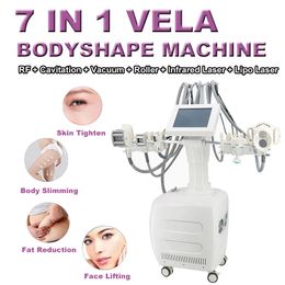 Vela Roller Lipo Laser Body Shaping Machine Weight Loss Cellulite Reduction Cavitation RF Vacuum Roller IR Beauty Equipment Wrinkle Removal with 7 handles