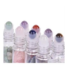 Arts And Crafts Natural Crystal Stone Essential Oil Gemstone Roller Ball Bottle Clear Frosted Glass 10Ml Per Drop Delivery Home Garde Ot7Y3