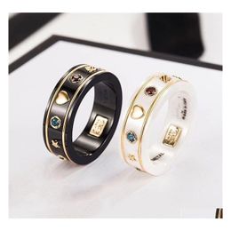 Band Rings Brand Letter For Mens Womens Fashion Designer Extravagant Letters Pearl Metal Ring Opening Adjustable Jewellery Women Men D Dhc5A