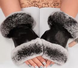 Five Fingers Gloves and Wool Touch Screen Rabbit Skin Cold Resistant Warm Sheepskin Finger