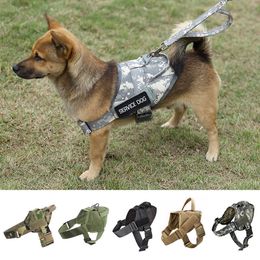 Dog Collars Leashes Tactical Dog Harness Leash Vest MOLLE Military Nylon German Shepherd Pet Patrol K9 Working Training Service Dog Handle No Pull T221212