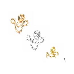 Nose Rings Studs Copper Wire Spiral Fake Piercing Punk Gold Sier Color Clip Also Can Be Ear Clips Cuff For Party Gift Drop Deliver Otsf3