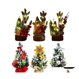 Christmas Decorations 3Pcs/Set Tree Ornament Decoration Tabletop Embellishment Nightlight Year Gift For Room Decor Drop Delivery Hom Otjf0