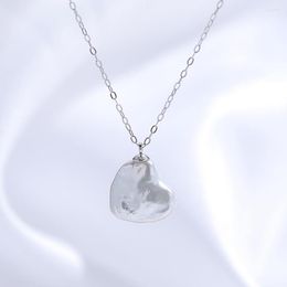 Chains Heart Pendant Natural Pearl Necklace For Women On Neck Freshwater Silver 925 Jewelry Choker Gift Party
