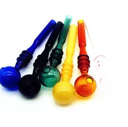 Thick Pyrex Clear Glass Pipe Oil Burner 140mm Colourful Tube Wax Burning smoking water pipes
