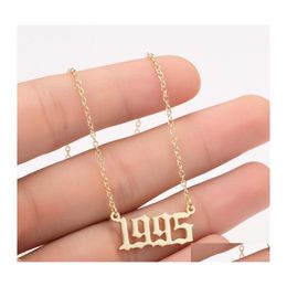 Pendant Necklaces Handmade Personalized Year Number Custom Birth Initial Necklace Pendants For Women Girls Jewelry Special 1980 Drop Otu42