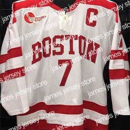 College Hockey Wears Nik1 7 David Van Der Gulik BOSTON 19 Chris Bourque Hockey Jersey Embroidery Stitched Customize any number and name College Jerseys