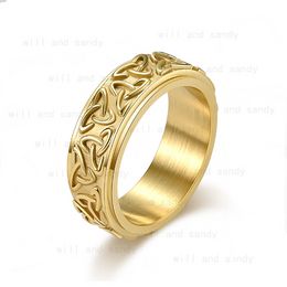 Rotatable Viking Knot Ring Band Stainless Steel Rings for Women Men Relieve Hip Hop Fashion Fine Jewellery