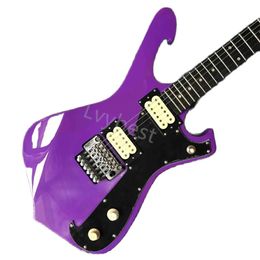 Lvybest Electric Guitar Custom Irregular Body Shape Iban Style in Purple Colour