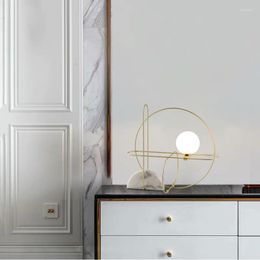 Table Lamps Light Luxury Bedside Lamp Post-modern Personality Minimalist Line Marble Bedroom Study Model Room Decorative Desk