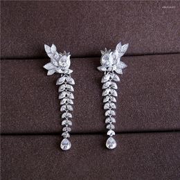 Dangle Earrings Fashion Cubic Zirconia White Stone Long Ear Cuff Drop Earring Wedding&Party Jewellery For Women E3697S