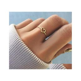 Band Rings Simple Hollow Heart For Women Couple Wedding Promise Infinity Eternity Love Jewelry Wholesale 2 Colors Drop Delivery Ot1Qr