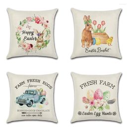 Pillow 1pcs Easter Eggs Cute Truck Wreath Print Cover Throw Nordic Room Decoration For Home Car Sofa Couch