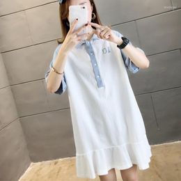 Party Dresses Fashion Summer Lapel Neck Short Shirt Dress Women Sleeve Buttons College Style Sundress Casual Loose Work OL Vestidos