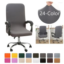 Chair Covers 24 Solid Colour Elastic Office Spandex Computer Game Slipcover Dustproof Rotatable Armchair Protectors M/L 1PC