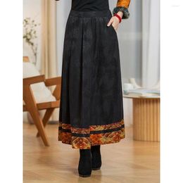 Ethnic Clothing 2022 Improved Ming Hanfu Skirt Flower Pring Refro Long Dress Chinese Style Daliy Casual For Woman Girl