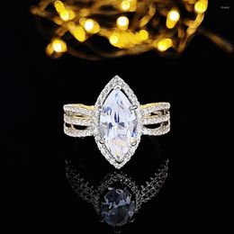 Wedding Rings 2022 Luxury Marquise Silver Color Designer Engagement Ring For Women Anniversary Gift Jewelry Wholesale R6878