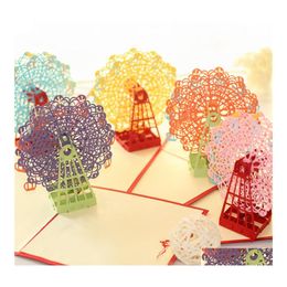 Greeting Cards Birthday 3D Threensional Card Ferris Wheel Creative Handmade Gift Childrens Blessing Paper Carving Postcard Drop Deli Otdit