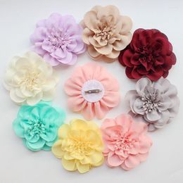 Decorative Flowers 10Pcs/lot 10cm Fashion Chiffon Hair Accessories DIY Accessory Boutique Wedding Decoration Flower With Pin On Back Bow