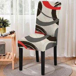 Chair Covers Geometry Print Dining Cover Home Decor Flower Pattern Stretch For Kitchen Stools Office Slipcover 1PC