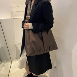 Evening Bags Ruched Pu Leather Large Shoulder Bag For Women Novelty Nichi Black Khaki Beige Brown Soft Big Fashion Crossbody