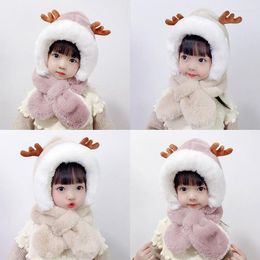Bandanas Baby Hats Autumn And Winter Girl Plush Protect Neck Windproof Hat Child Girls Earflap Caps For 0 To 4 Years Old