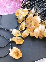 Natural Irregular Rough Raw Yellow Stone Necklaces Healing Crystal Gemstone Pendant Necklace Women Jewelry