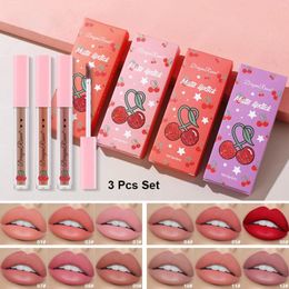 Lip Gloss Nude Matte Chocolate Lipstick Waterproof Lasting Tint Long Non-stick Cosmetics Glaze Velvet Women Red J4A2