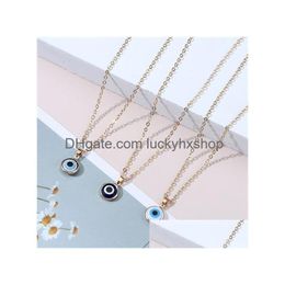 Pendant Necklaces Classic Simple Turkish Crystal Evil Eyes Necklace For Women Fashion Jewellery Gold Colour Clavicle Chain Choker Ac414 Dhway