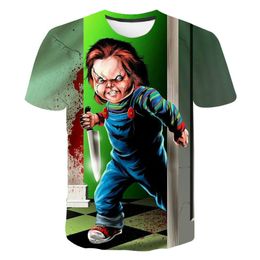 Hip Hop Sportwear Punk Casual Loose Track Pants Autumn Men Cool Print Blood Child of Chucky 3d T-shirt 011