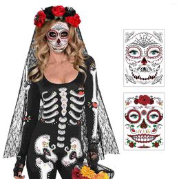 Bandanas Headband Halloween Veil Rose Daythe Dead Garlandflowerblackcostumes Hair Flowers False Decorations Headpiece Mexican Costume