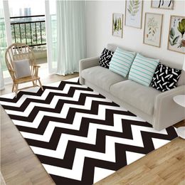 Carpets Simple Black And White Line Home Decoration Living Room Carpet Bedroom Bedside Lounge Rug Entry Door Porch Non-slip Mat