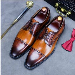Fashion Formal Business Shoes Cow Leather Mens Derby Shoes Male Oxfords Wedding Dress Shoes Big Size 38-46