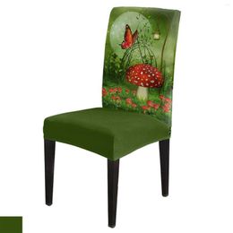 Chair Covers Mushroom Butterfly Green Fairy Tale Dining Room Weddings Banquet Stretch Cover Kitchen Spandex