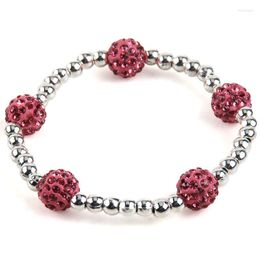 Charm Bracelets Fashion 5 Piece 10mm Crystal Pave Clay Ball Alloy Beads Stretch Bracelet For Lady Gift