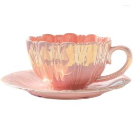 Coffee Tea Sets Simple Design Petal Cup Office Good-looking Afternoon Ceramic Dish High-Grade Exquisite