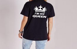 Couple de nouveauté Lover039 Tshirt créatif imprimé King Queen Letter Tops Men Femmes Couronne Oneck Tees 2017 Summer2011915
