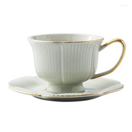 Coffee Tea Sets European Light Luxury Home Ceramic Cup & Saucer Set Golden Trim