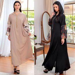 Ethnic Clothing Robe Femme Musulmane Retro Stitched Diamond Middle East Hooded Tassel Muslim Dress Dubai Abayas For Women Vestidos