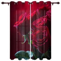 Curtain Red Rose Window For Living Room Bedroom Drapes Home Decor Kitchen Blinds Curtains