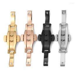 Watch Bands Polished Stainless Steel Buckle Band Button Butterfly Clasp Double Press Folding Buckles Universal Strap Accessories