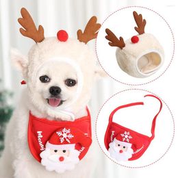 Dog Apparel Christmas Hat Scarf Santa Elk Cosplay Costumes Autumn And Winter Cute Puppy Animals Accessories