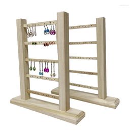 Jewelry Pouches 1 Piece Creativity 25 Pairs Wooden Display Rack Stand 5 Layers Earring Holder Ear Studs Pendant Storage Organizer