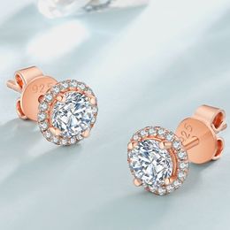 Bestanden Test Silber Rose Farben 925 Sterling Silber gl￤nzend 0,5ct Moissanit Diamond Bubble Ohrringe Stollen f￼r M￤nner Frauen Sch￶nes Geschenk