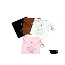 Keychains Lanyards Portable Mask Storage Bags Keychain Reusable Dust Masks Bag Keyring Pendant Fashion Pu Leather Car Key Chain Ac Ottby