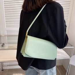 Evening Bags 2023 Fashion Women Green Pink White Underarm Flap Shoulder Clutch Female Pu Leather Solid Colour Handbags