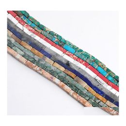 Stone 5X1M Long Cube Shape Marble Pattern Loose Beads Strand Diy Creative Natural Material For Jewelry Making Bracelet Necklace Drop Otxmv